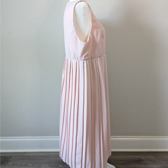 ASOS Maternity Blush Pink Midi Sleeveless Pleated Overlay Formal Dress Size 8 - Picture 3 of 9